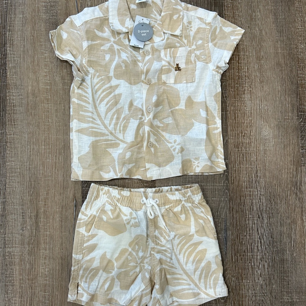 Palm print matching set. Matching Male button up also listed.